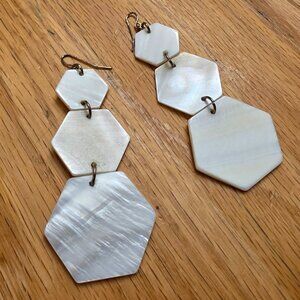 Etsy Silver Toned White Mother Of Pearl Dangle Drop Earrings